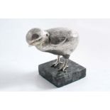 A VICTORIAN NATURALISTIC NOVELTY BOX in the form of a chick with a hinged cover, gilt interior and