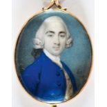 ATTRIBUTED TO GERVASE SPENCER (1715-1763) Portrait of a gentleman wearing blue jacket, half