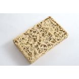 A MID 19TH CENTURY CHINESE CARVED IVORY CARD CASE Rectangular with a pull-off cover; 4.25" (11