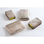 A MIXED LOT:- An Edwardian cigarette case, inscribed, a late Victorian match box cover inscribed "