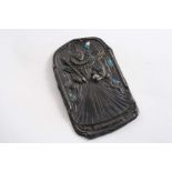 A SMALL PLAQUE OR BADGE of shaped rectangular outline, chased with an image of Queen Elizabeth I