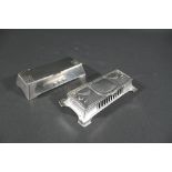 WMF - ART NOUVEAU STAMP BOXES two metal stamp boxes, each with four compartments. Both marked,