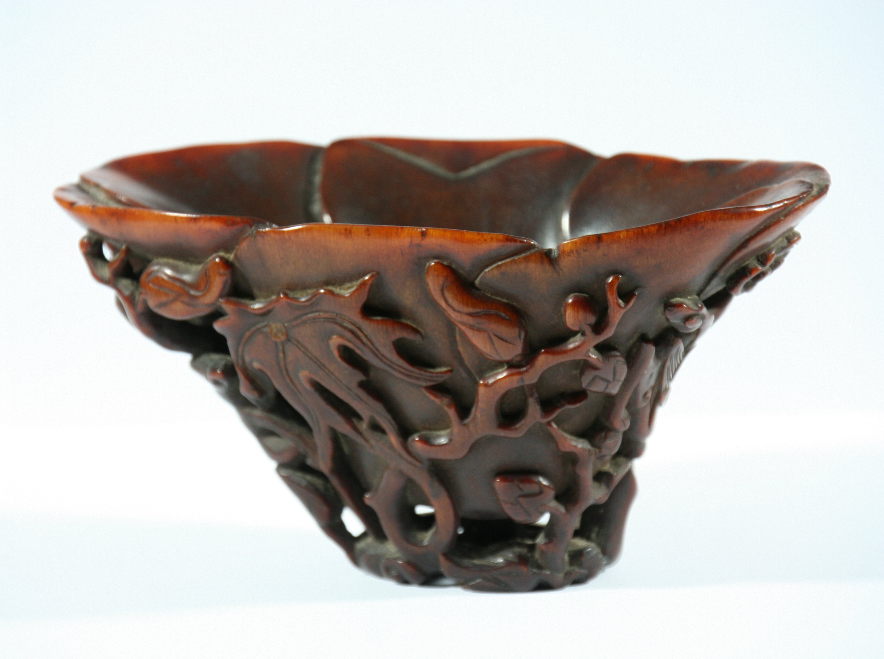 CHINESE RHINOCEROS HORN LIBATION CUP, 19th century, carved with dragons amongst scrolling foliage, - Image 2 of 7