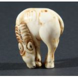 TWO JAPANESE IVORY NETSUKE, the first modelled as a standing horse, height 4.5cm and the other