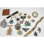 A QUANTITY OF JEWELLERY including an Austro Hungarian enamel St. George and the Dragon pendant, a