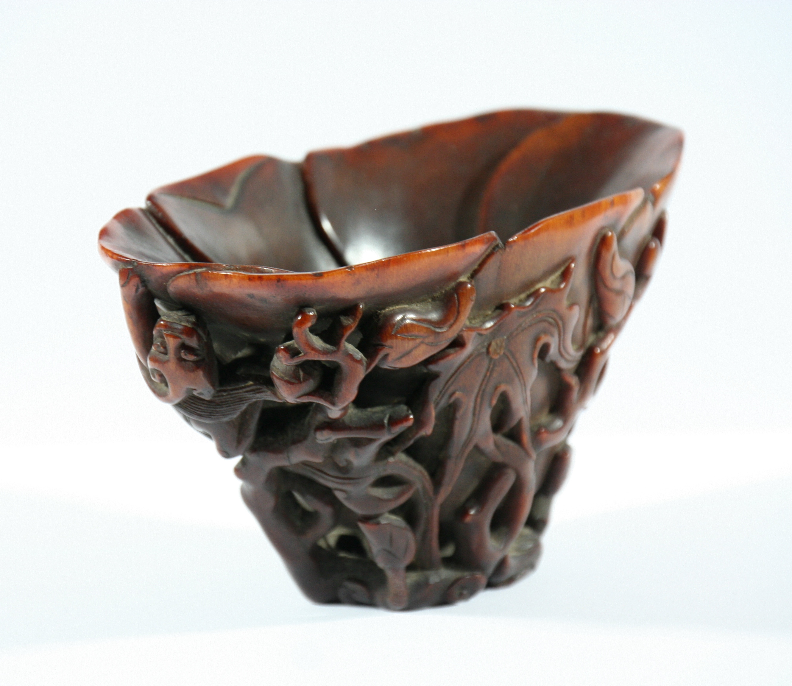 CHINESE RHINOCEROS HORN LIBATION CUP, 19th century, carved with dragons amongst scrolling foliage, - Image 4 of 7