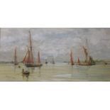 WILLIAM LIONEL WYLLIE, RA (1851-1931) SAILING VESSELS IN AN ESTUARY Signed and dated 190, bears