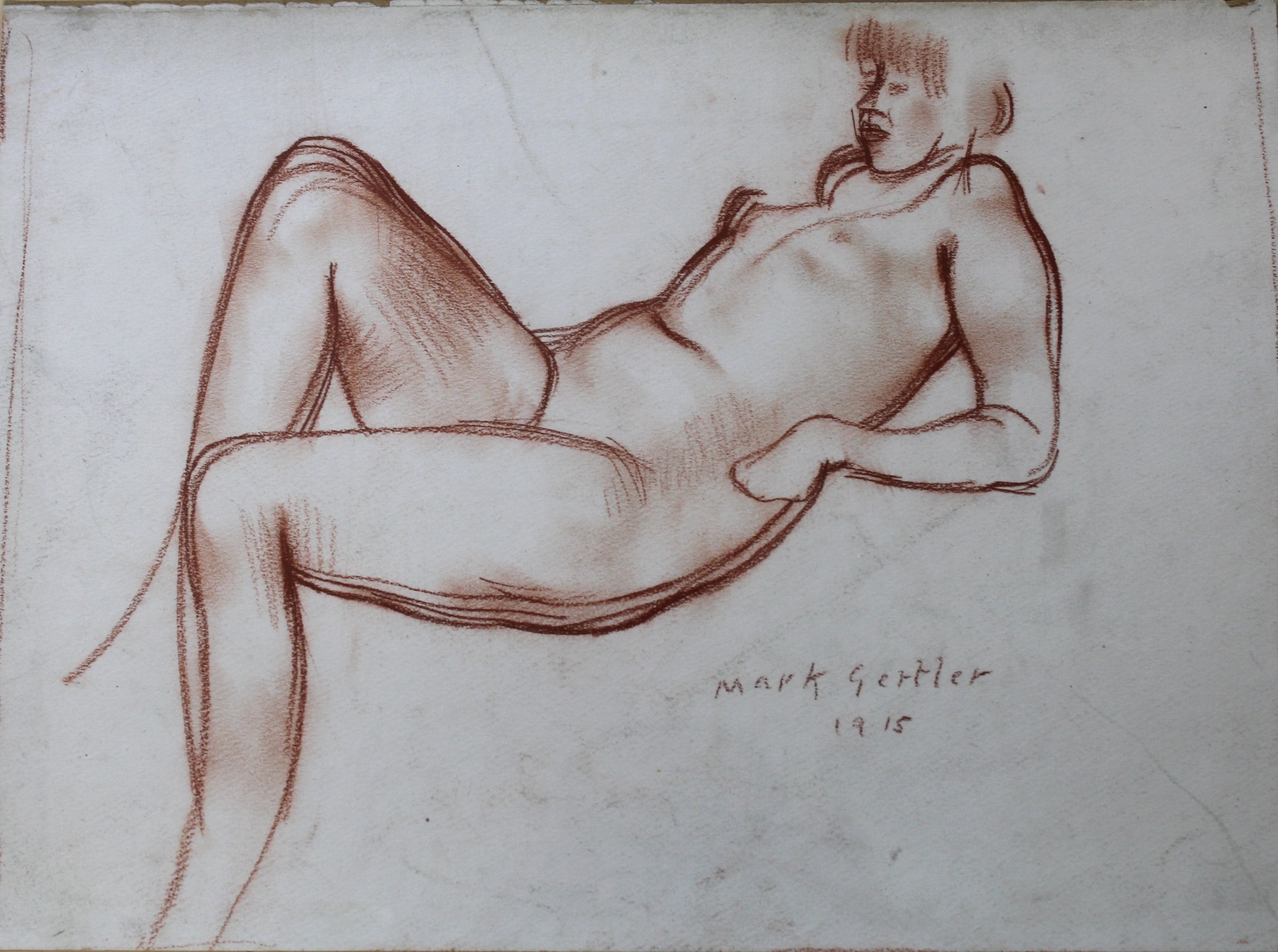 MARK GERTLER (1891-1939) FEMALE RECLINING NUDE Signed and dated 1915, red chalk 29.5 x 41cm. * The