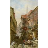 LOUISE RAYNER (1832-1924) BUTCHER ROW, SHREWSBURY Signed clearly but with traces of a second
