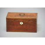 GEORGE III MAHOGANY TEA CADDY, of rectangular form, with twin canister and mixing bowl interior,