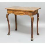 FRENCH WALNUT, BANDED AND INLAID SIDE TABLE, probably 18th century, the top with a central flower