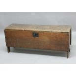 OAK SIX PLANK COFFER, late 17th/18th century, with candle box interior, height 56cm, width 131cm,