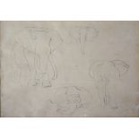 HENRI GAUDIER-BRZESKA (1891-1915) FOUR ELEPHANTS Pen and blue ink 25.5 x 37.5cm. ++ Faded; slight