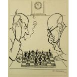 •HENRY MAYO BATEMAN (1887-1970) STALEMATE? Signed, black ink with nib and brush over pencil,