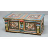AUSTRIAN PAINTED COFFER, mid 19th century, painted with panels of flowers in baskets, height 47cm,