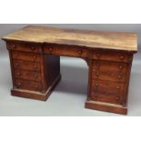 VICTORIAN ROSEWOOD REVERSE BREAKFRONT DRESSING TABLE one central drawer flanked by two runs of
