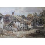 ALFRED LEYMAN (1856-1933) COTTAGES AT GITTISHAM, DEVON Signed, watercolour over traces of pencil