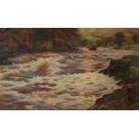 CYRIL WARD (1863-1935) A ROCKY RIVER SCENE, AUTUMN Signed, watercolour 44.5 x 76.5cm. ++ Slightly