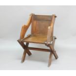 OAK GLASTONBURY CHAIR, late 19th or early 20th century, height 84cm