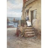 CHARLES EDWARD WILSON (1853-c.1941) A CORNER IN NEWLYN, CORNWALL Signed, inscribed with title in