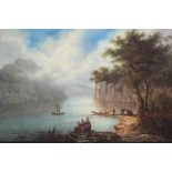 JOHANN LUDWIG BLEULER (1792-1850) PLEASURE TRIPPERS AT LAKE ALPNACH, SWITZERLAND Gouache 31.5 x