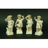 A SET OF FOUR CONTINENTAL PORCELAIN FIGURES, LATE 19THC, OF CHERUBS