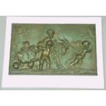 AFTER CLAUDE-MICHEL CLODION, BRONZE RELIEF PLAQUE, BACCHANALIAN PUTTI WITH GOAT