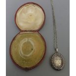 VICTORIAN SILVER LOCKET AND CHAIN, IN BOX