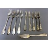 GRP OF HANOVERIAN PATTERN SILVER FORKS