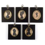 ENGLISH SCHOOL, EARLY 19TH CENTURY A group of five silhouette portraits of a man and a woman and