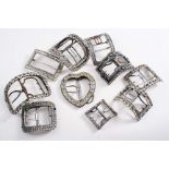 BUCKLE COLLECTION TEN VARIOUS LATE 18TH CENTURY PASTE-SET, SINGLE SHOE BUCKLES with steel chapes (