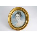 ENGLISH SCHOOL 19TH CENTURY Portrait of Miss Taylor, head & shoulders, crayon on silk, bears date of