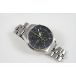 A GENTLEMAN'S STAINLESS STEEL CHRONOGRAPH AUTOMATIC WRISTWATCH BY SEIKO the signed black circular