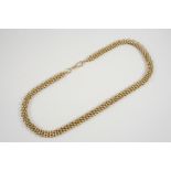 A 9CT. GOLD NECKLACE formed as five rows of oval-shaped links, 45cm. long, 53.8 grams.