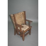 CHILD'S ORKNEY CHAIR a wooden framed chair with a woven straw back, and with a woven and wooden