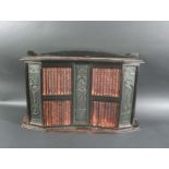 ART NOUVEAU BOOKCASE - SHAKESPEARE a miniature bookcase, inset with 3 bronze plaques each with