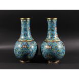 PAIR OF CHINESE CLOISONNE VASES, probably 19th century, of baluster form decorated with scrolling