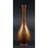 JAPANESE BRONZE SOLIFLEUR VASE, of slender baluster form with gold and iron red decoration, height