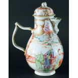 CHINESE EXPORT FAMILLE ROSE COFFEE POT AND COVER, Qianlong, of baluster form with wishing bone style