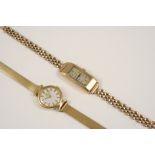 A LADY'S 9CT. GOLD WRISTWATCH BY CYMA the signed rectangular-shaped dial with Arabic numerals, on