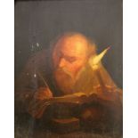 AFTER GODFRIED SCHALCKEN (1643-1706) AN OLD MAN WRITING A BOOK BY CANDLELIGHT Oil on panel 38 x