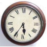 VICTORIAN WALL CLOCK, the 11 1/2" enamelled dial on a brass single fusee movement and in a