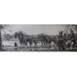 •WILLEM GERARD HOFKER (1902-1981) THE BREWER'S DRAY Etching, 1948, signed in pencil 15 x 43cm. ++