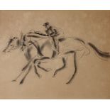 •JOHN SKEAPING, RA (1901-1980) ON THE GALLOPS Black ink and charcoal, c.1948 35 x 43.5cm.