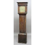 SCUMBLED PINE LONGCASE CLOCK, the 10" brass dial with single hand and alarm dial, inscribed Wm