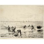 WILLIAM LIONEL WYLLIE (1850-1931) HAULING IN A SEINE, SHERINGHAM, NORFOLK Etching, signed 15 x 19.