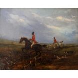 CIRCLE OF HENRY ALKEN (1785-1851) A HUNT IN OPEN COUNTRY Oil on canvas 19 x 24cm. ++ Some