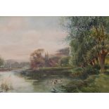 HENRY CHARLES FOX (1860-1925) A COUNTRY IDYLL Signed and dated 1901, watercolour 51.5 x 74cm. ++