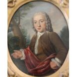 TIBOUT REGTERS (1710-1768) PORTRAIT OF A GENTLEMAN Standing half length, wearing a russet coat and a