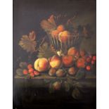 FOLLOWER OF WILLIAM JONES OF BATH (Fl.1738-1749) A BASKET OF PEACHES WITH OTHER FRUIT AND A